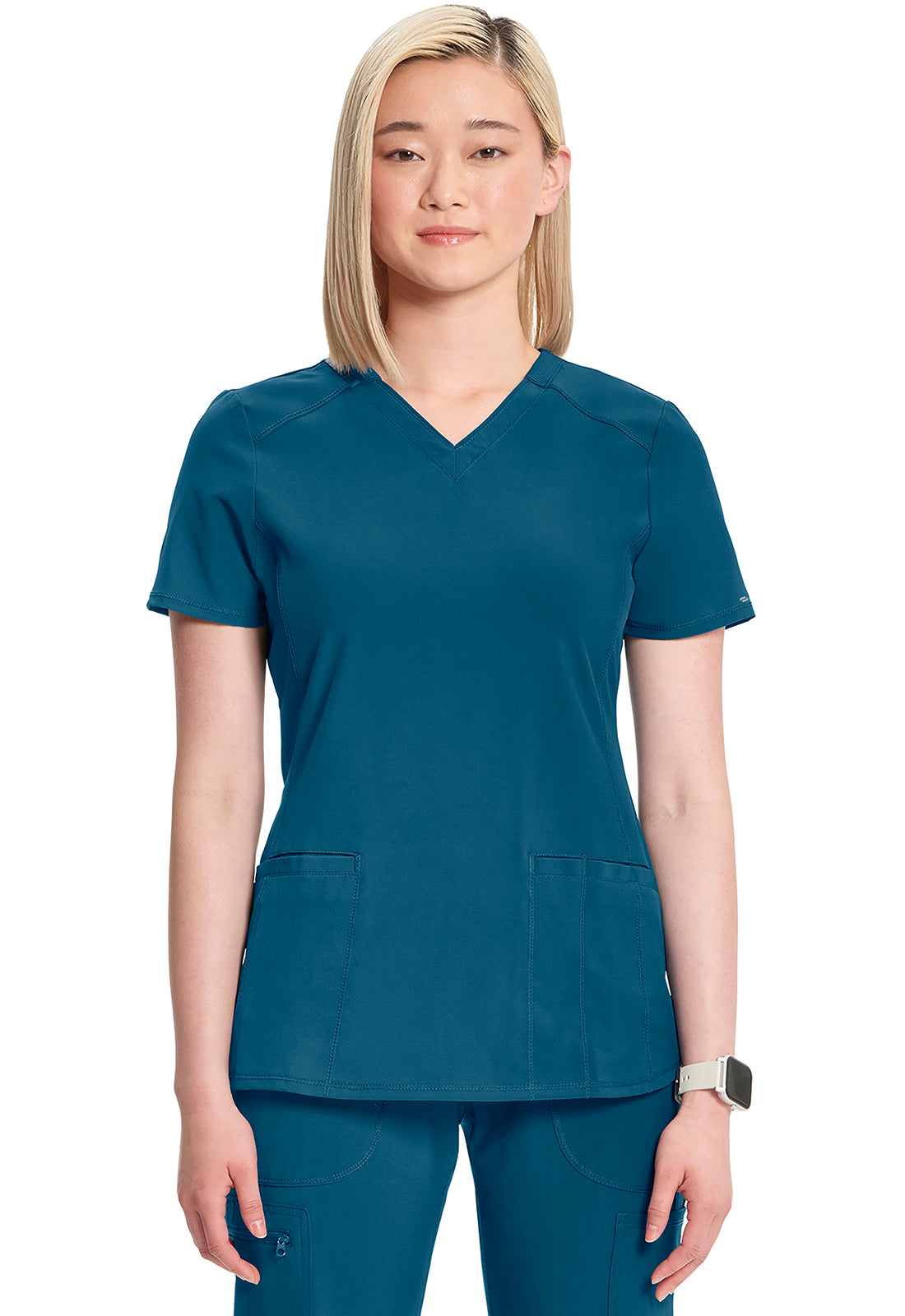 Women's V-Neck Top - Caribbean Blue